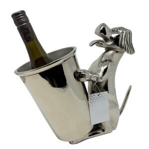 Metal Dog Wine Bottle Holder Novelty Bar Decor Puppy Statue Kitchen Gift